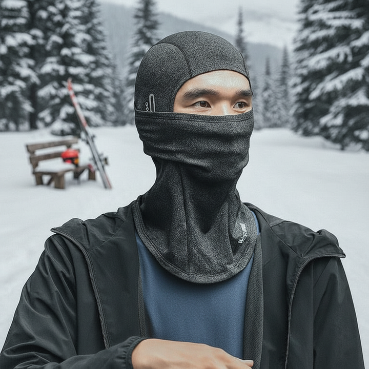 Unisex BlizzardShield gaiter, black, convertible balaclava and neck warmer for skiing cycling
