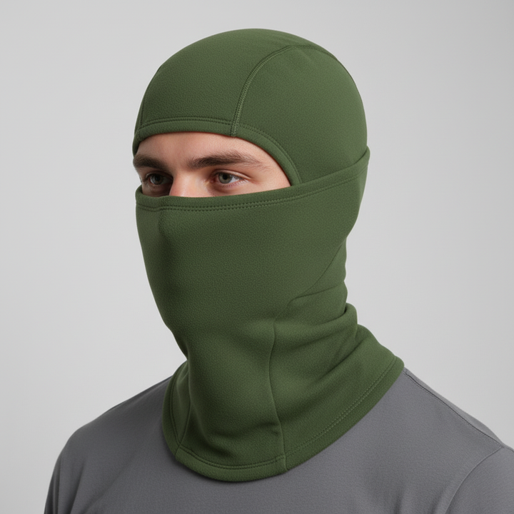 Detail of BlizzardShield gaiter fabric, showing windproof and breathable fleece material