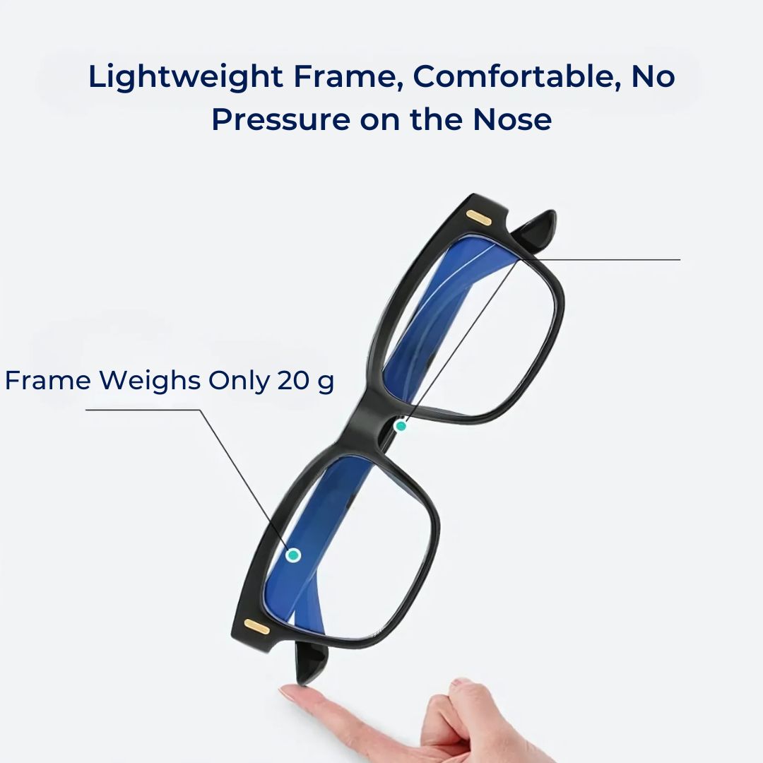 Stylish blue light glasses for eye strain relief. Protects eyes from digital devices.