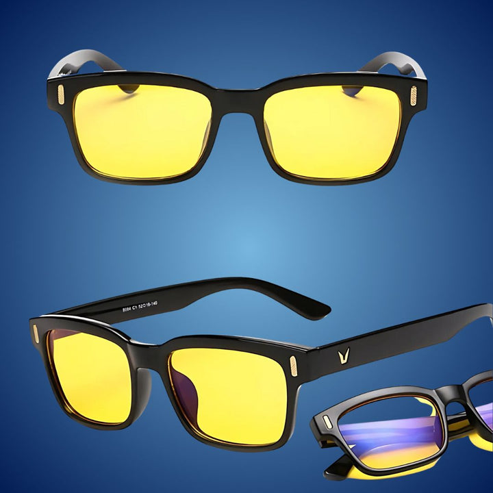 Gaming glasses for long sessions. Anti-glare blue light filter for eye protection.