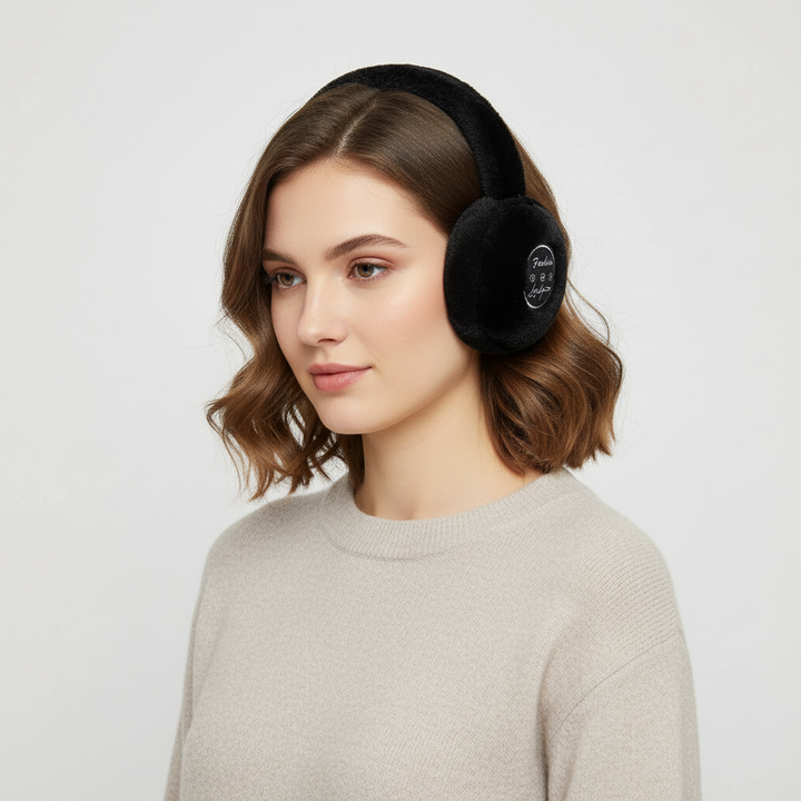 Close-up of the soft fleece material on WarmBeat Bluetooth 5.3 ear warmer headphones