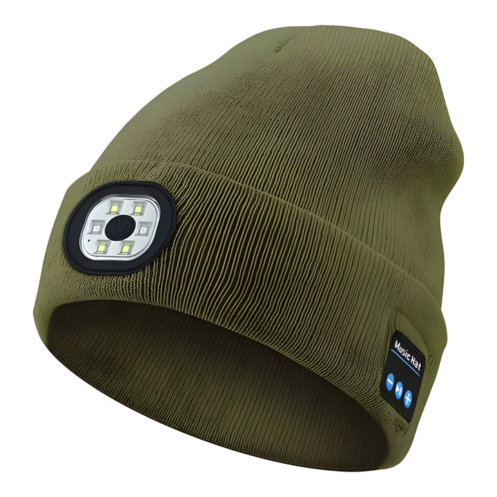 Warm unisex winter hat with a powerful rechargeable LED light, ideal for camping, jogging, or dark mornings.