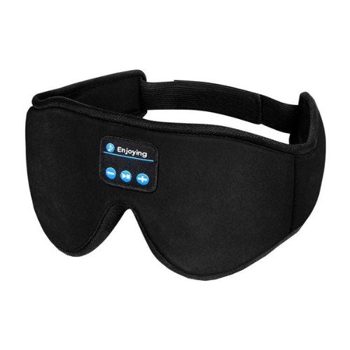 Soft, comfortable Bluetooth sleep mask for travel & home relaxation. Integrated wireless headphones for music.