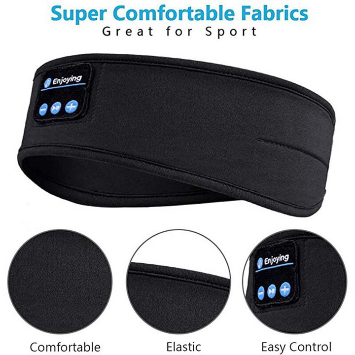 Soft fabric Bluetooth sleep mask for deep relaxation & comfort. Washable, breathable audio eye mask.