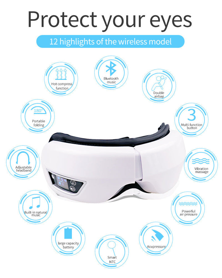 Rechargeable warm compression eye massager with long-lasting battery for travel or home
