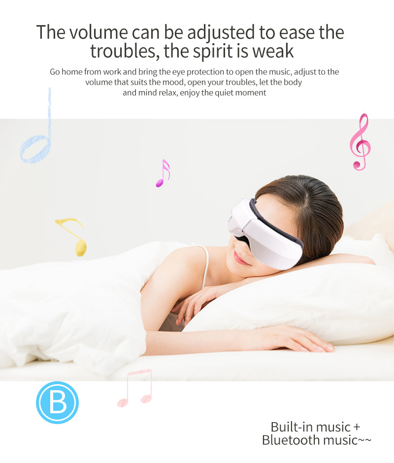 Bluetooth enabled eye massager with gentle heat to stimulate blood flow around the eyes