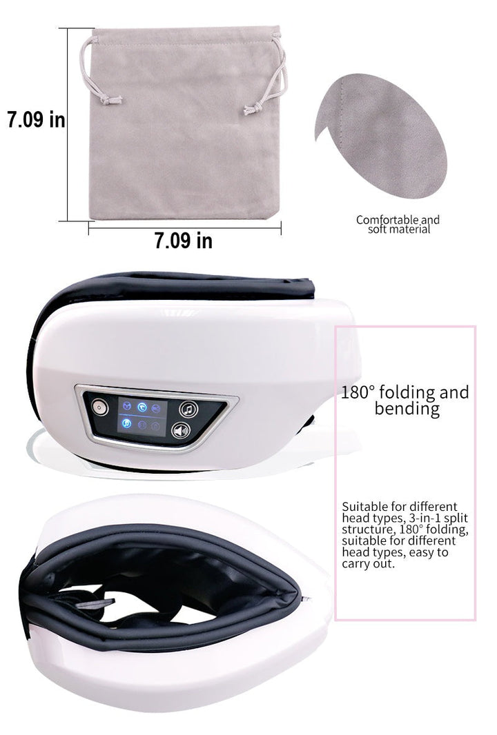 Close-up of the warm compression eye massager's fabric and stitching quality, durable
