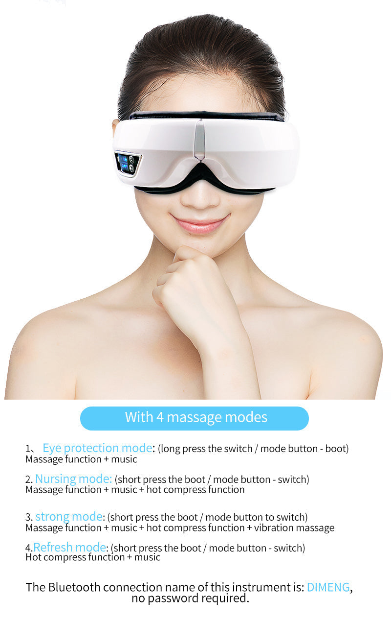 Ergonomic design of a warm compression eye massager with adjustable strap for all head sizes