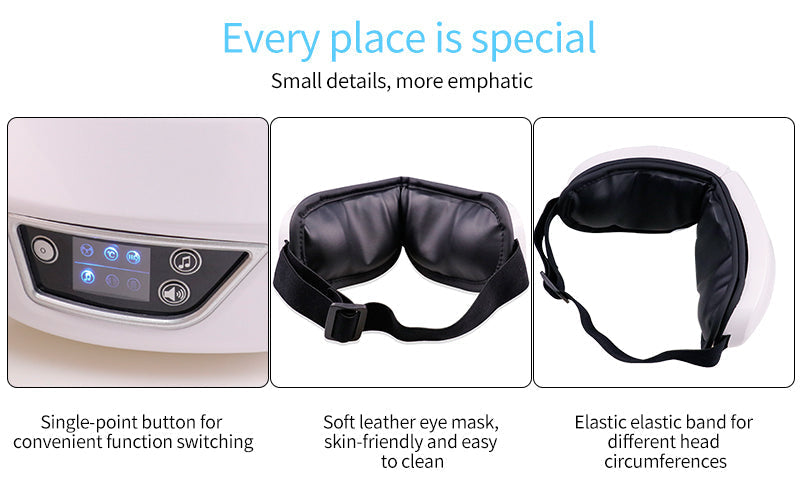 Person enjoying a soothing Bluetooth eye massage, stress relief and improved circulation