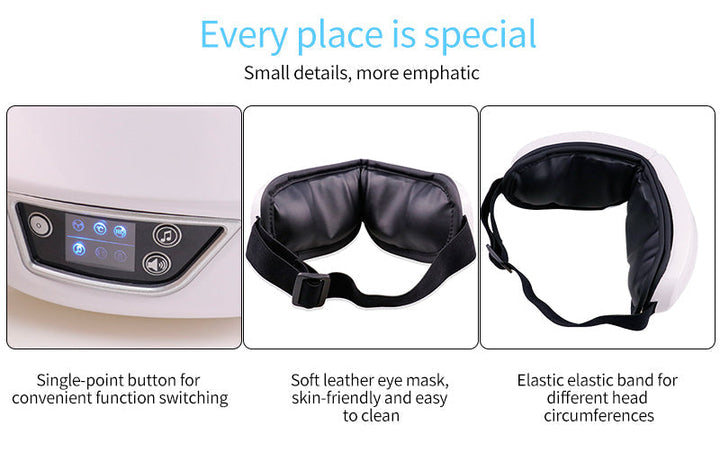 Person enjoying a soothing Bluetooth eye massage, stress relief and improved circulation