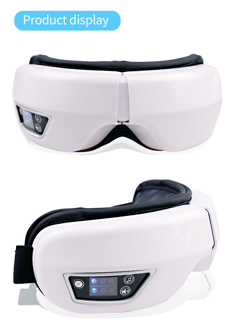 Bluetooth eye massager with gentle air pressure massage, vibration, and heat therapy