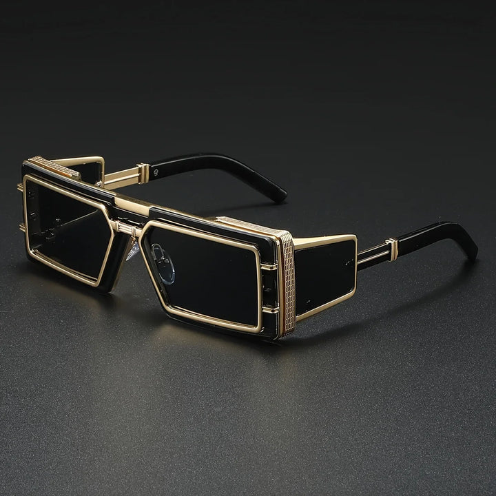 Bold geometric unisex sunglasses. UV400 eye protection eyewear, a luxury fashion statement.