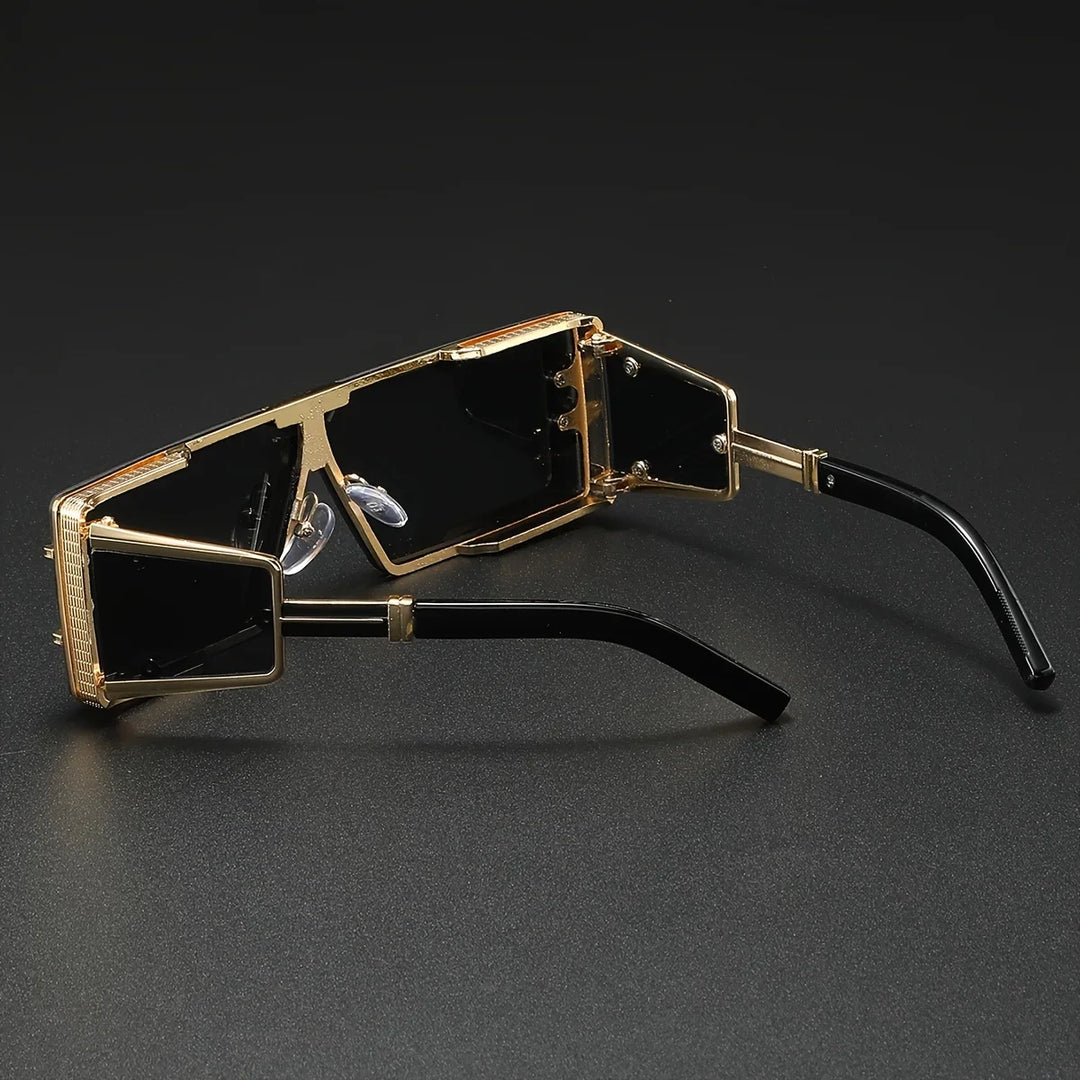 Fashion-forward geometric unisex sunglasses. UV400 protection eyewear, perfect for a bold, luxury statement.