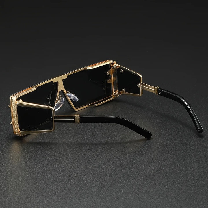Fashion-forward geometric unisex sunglasses. UV400 protection eyewear, perfect for a bold, luxury statement.