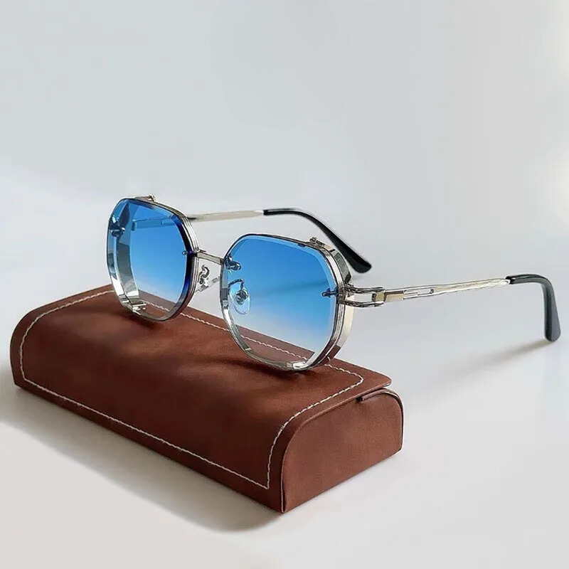 Stylish unisex geometric sunglasses with UV400 protection. Lightweight, adjustable eyewear for modern fashion.