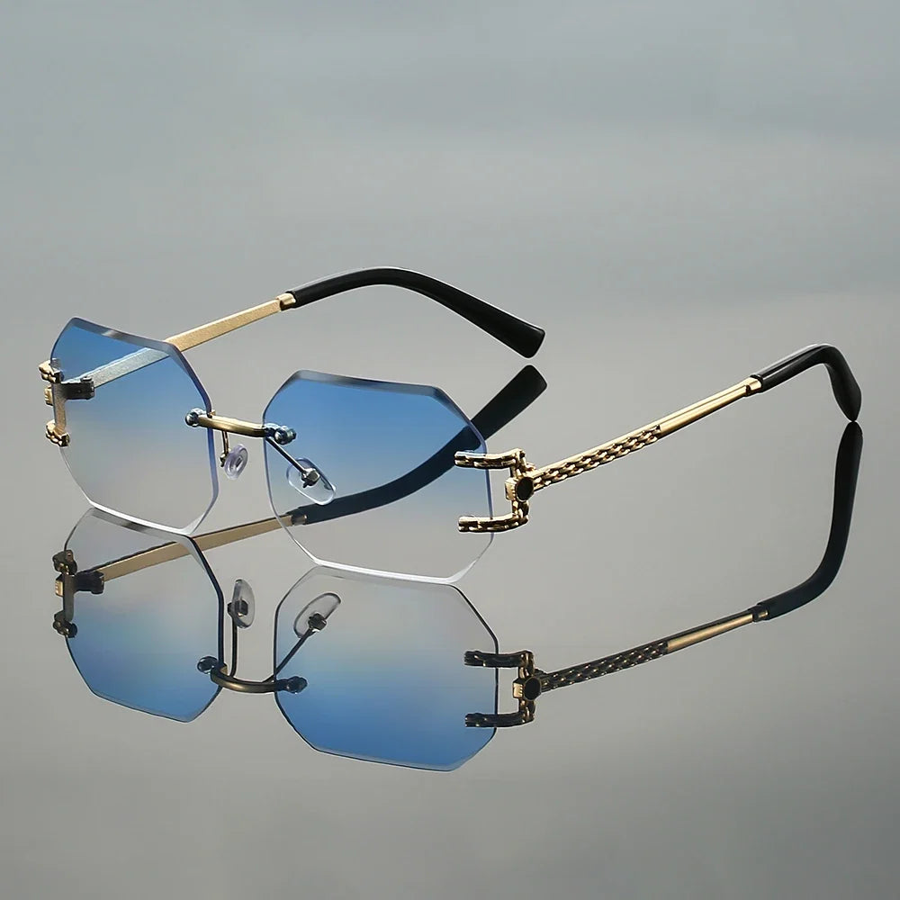 Fashionable unisex geometric eyewear. Gold frames, sleek design, and essential UV400 protection sunglasses.