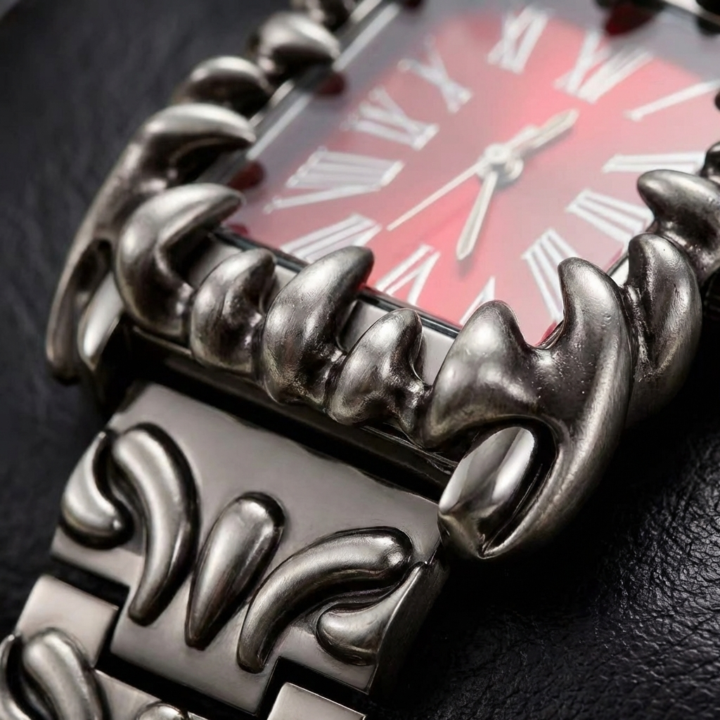 Elegant unisex quartz timepiece featuring a distinctive irregular Roman numeral dial and durable strap.