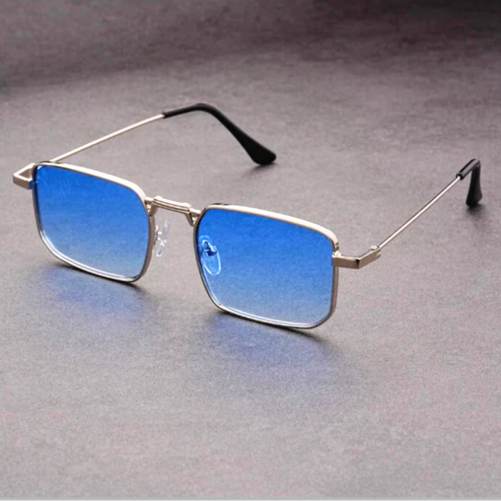Unisex bold rectangular sunglasses with lightweight metal frame for modern fashion.