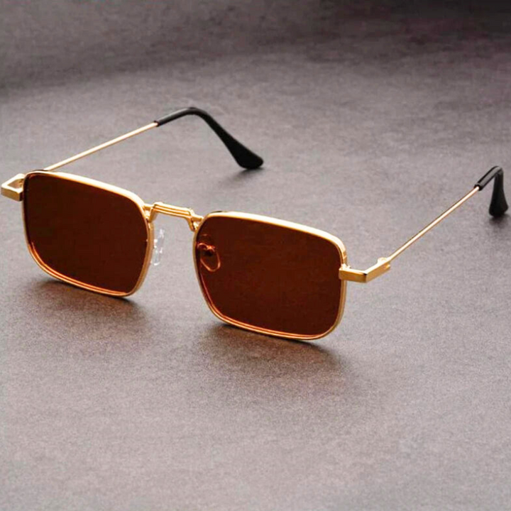 Unisex rectangular sunglasses, bold and lightweight with metal frame for eye protection.