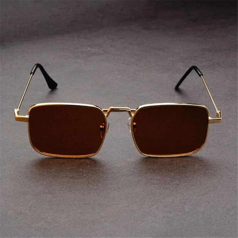 Fashionable bold rectangular sunglasses, unisex eyewear with durable metal frame.