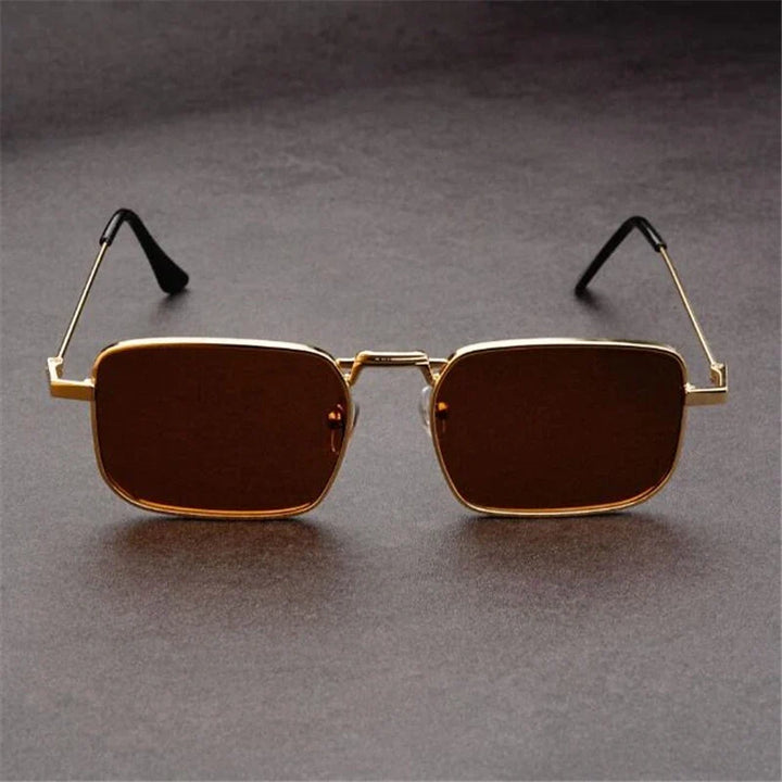 Fashionable bold rectangular sunglasses, unisex eyewear with durable metal frame.