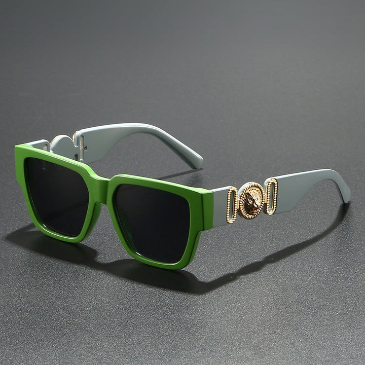Stylish unisex square frame sunglasses, perfect for fashion-forward looks and summer protection.