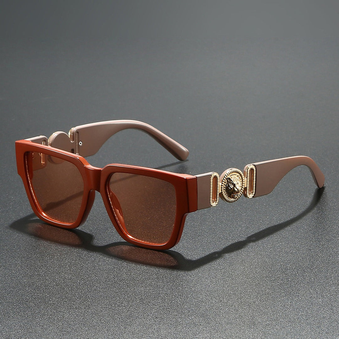 Bold square fashion sunglasses with UV400 lenses. Designer quality statement eyewear for trendy summer style.
