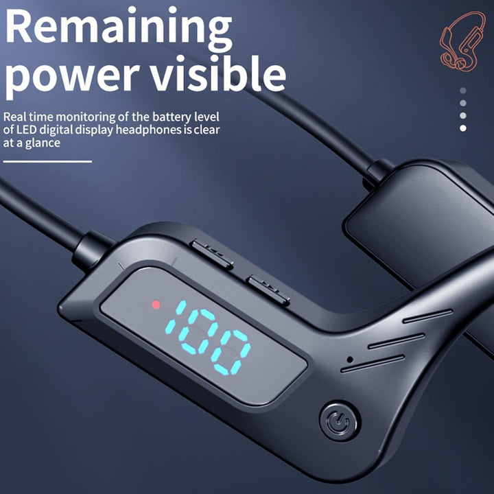 Detail of the bone conduction transducer on Audyra open-ear sports headphones, innovative audio tech
