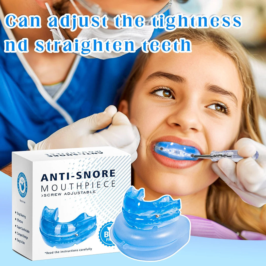Clear BPA-free dental guard designed for unisex use, providing comfortable anti-snore support for better sleep.