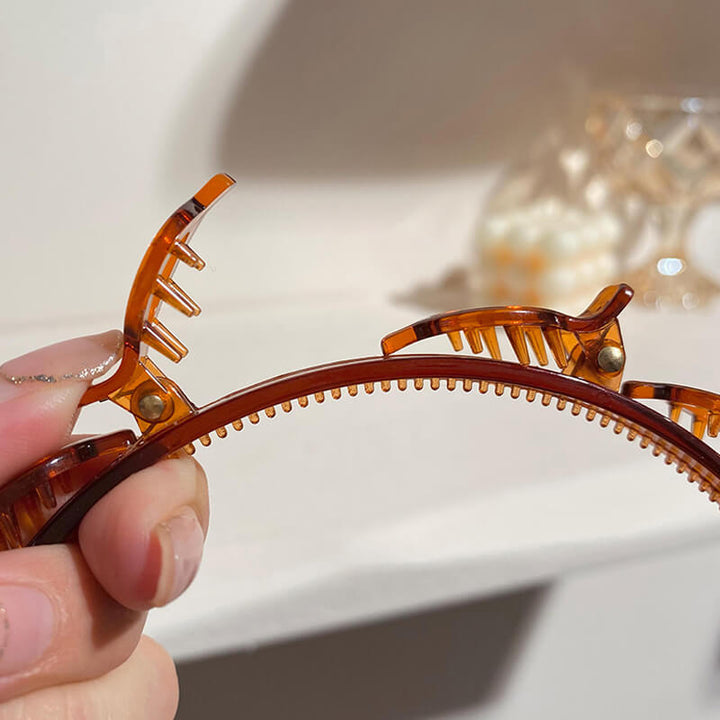 Textured braided hairband, provides secure grip & elegant hair control for women's hairstyles.