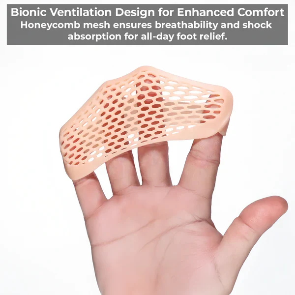 Comfortable unisex gel metatarsal pads, breathable forefoot cushion for foot support. Reusable shoe inserts for relief.