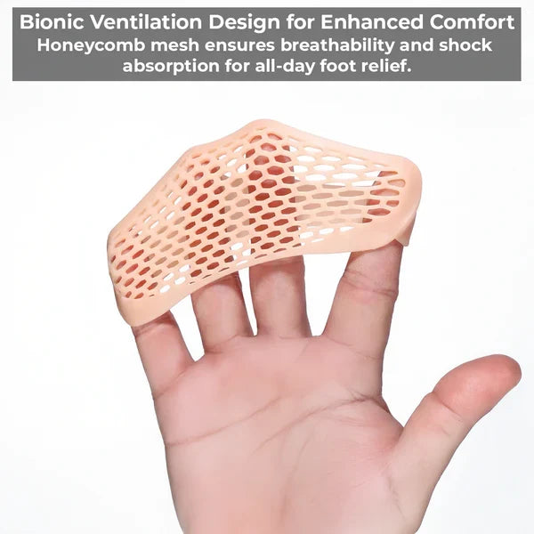 Soft, breathable gel metatarsal pads for unisex forefoot support, pain relief & all-day comfort.