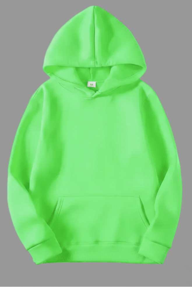 Side profile of a breathable unisex hooded sweatshirt, a versatile top for athleisure or relaxed spring fashion.