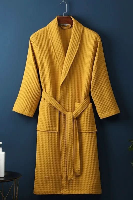 Cozy unisex waffle robe, perfect for ultimate relaxation, breathable comfort & loungewear at home.