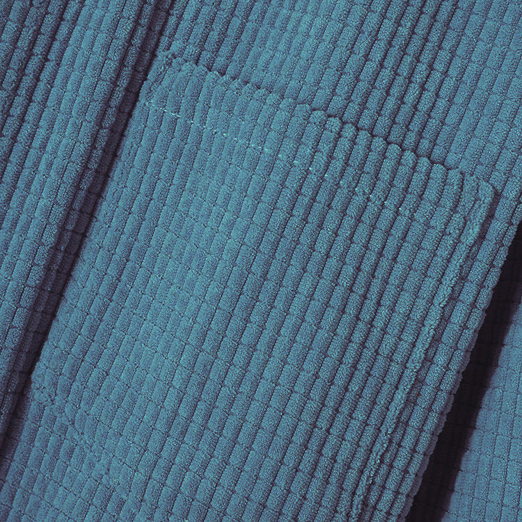 Practical hooded button-up jacket, unisex textured design for versatile spring/fall outerwear.