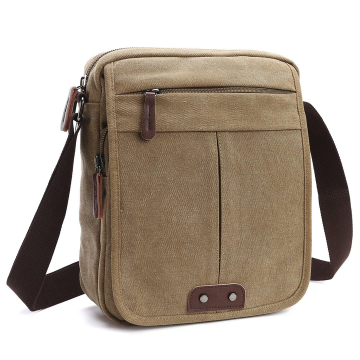 New unisex canvas multi-pocket crossbody bag. Practical for casual use, shoulder or crossbody carry.