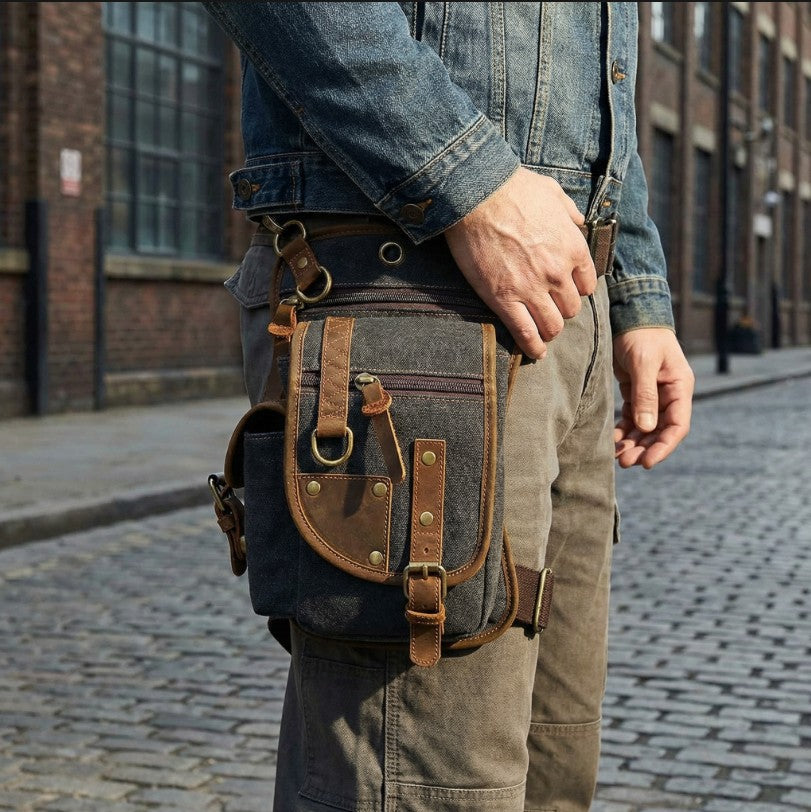 Unisex canvas multi-pocket utility bag, durable & versatile for daily use.