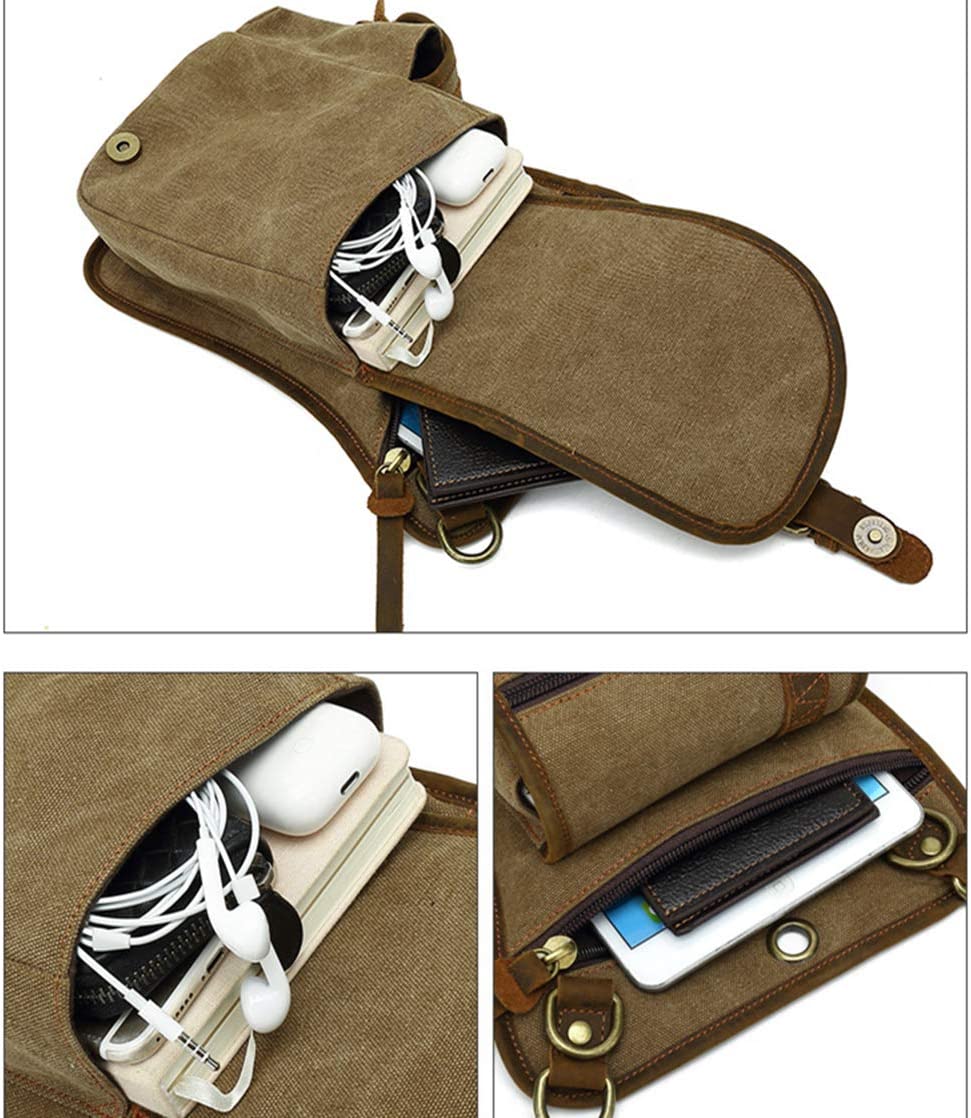 Person wearing a unisex canvas multi-pocket utility bag, demonstrating its comfortable & versatile use.