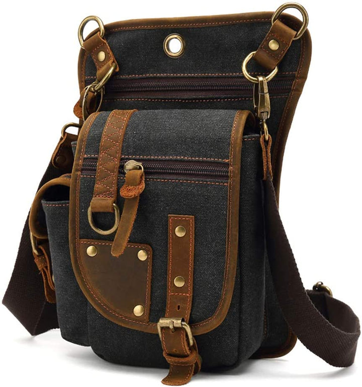 Multi-pocket canvas travel bag, perfect for commuters, cyclists & outdoor enthusiasts.