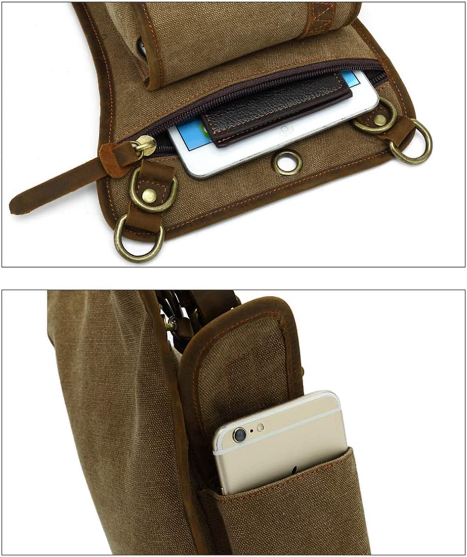 Commuter-friendly multi-pocket canvas utility bag, great for organized travel & cycling.