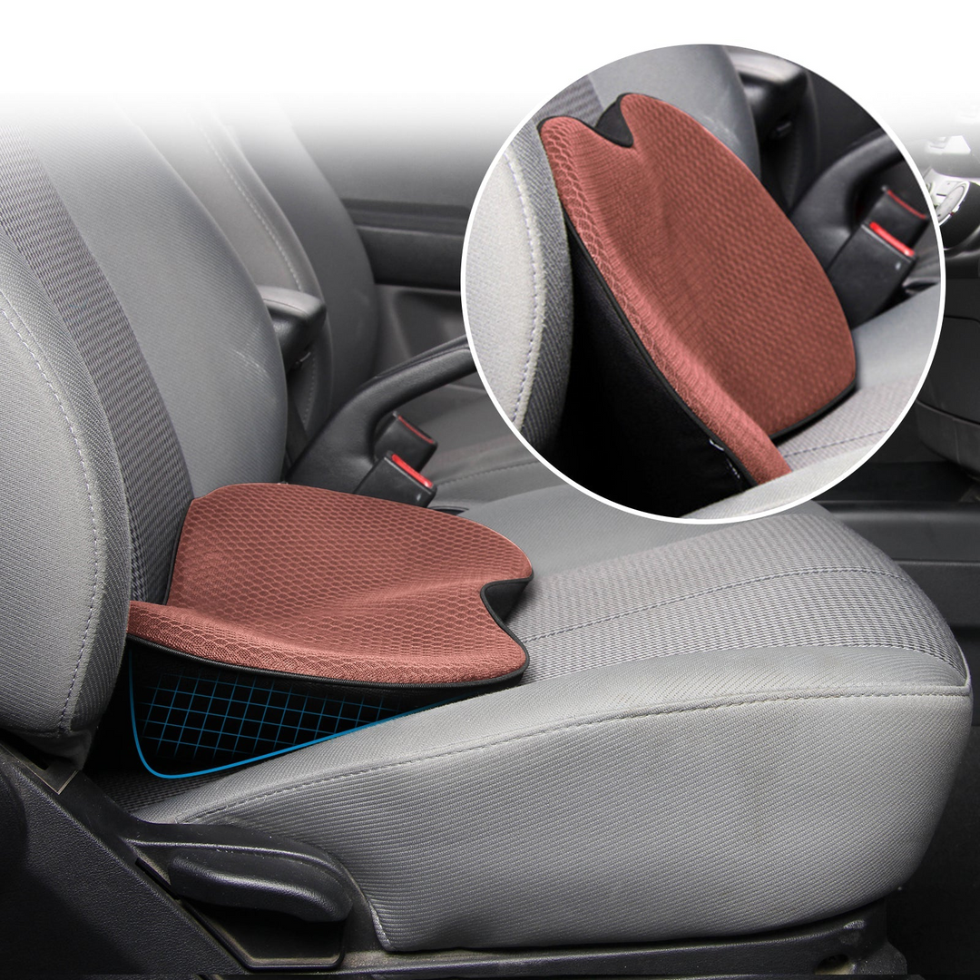 Ergonomic car booster seat cushion. Promotes posture correction & superior driving comfort for adults.