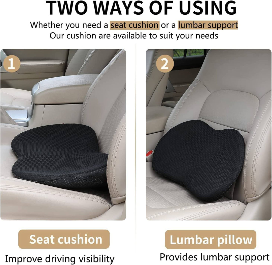 Ergonomic unisex car seat cushion, a driver booster designed for enhanced visibility & posture correction.
