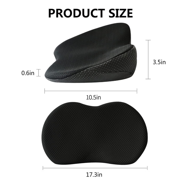 Car seat accessory: memory foam cushion for pain relief, back support, and improved driving visibility.