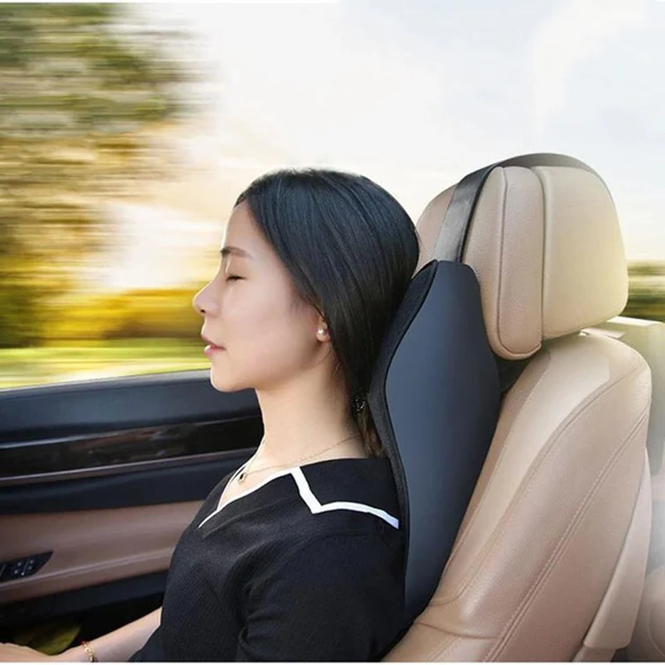 Unisex car seat headrest pillow for neck pain relief, providing driving comfort & posture support.