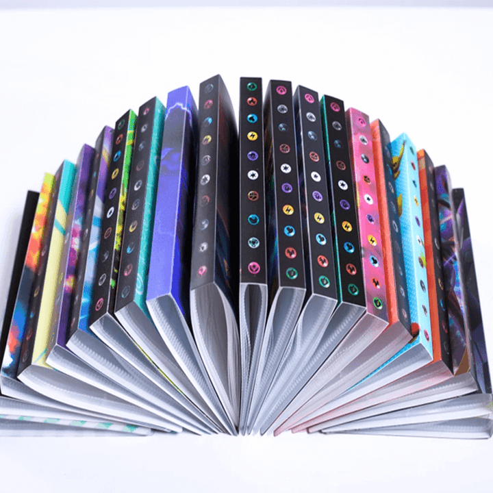 Durable card album for trading card storage. Collector binder with 240 slots, ideal for game cards.