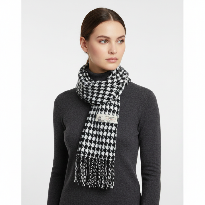 Stylish unisex plaid scarf with cashmere-like softness, showcasing a vibrant Stewart tartan design for winter warmth