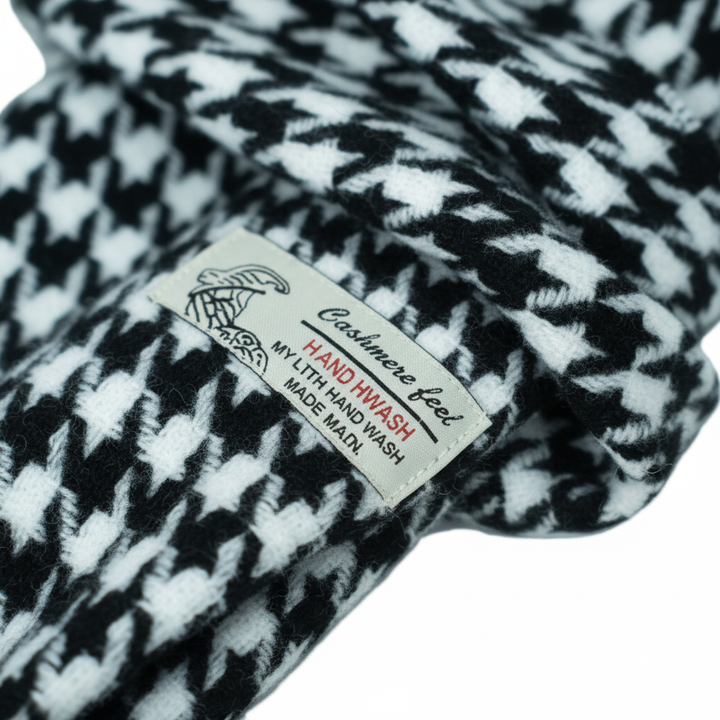 Folded unisex cashmere-feel plaid scarf in a classic Stewart tartan pattern, perfect warm accessory for cold weather
