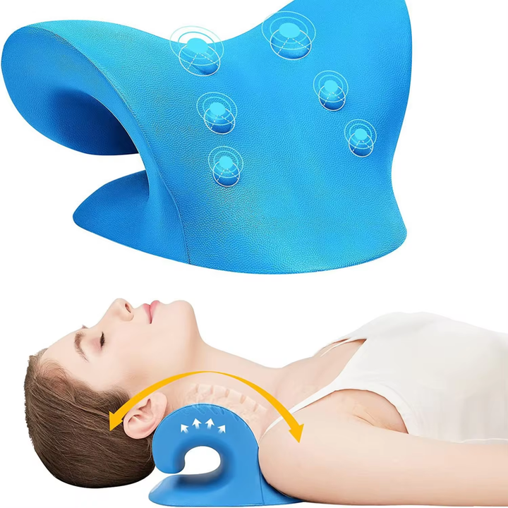 Cervical traction massage cushion for neck and shoulder pain relief