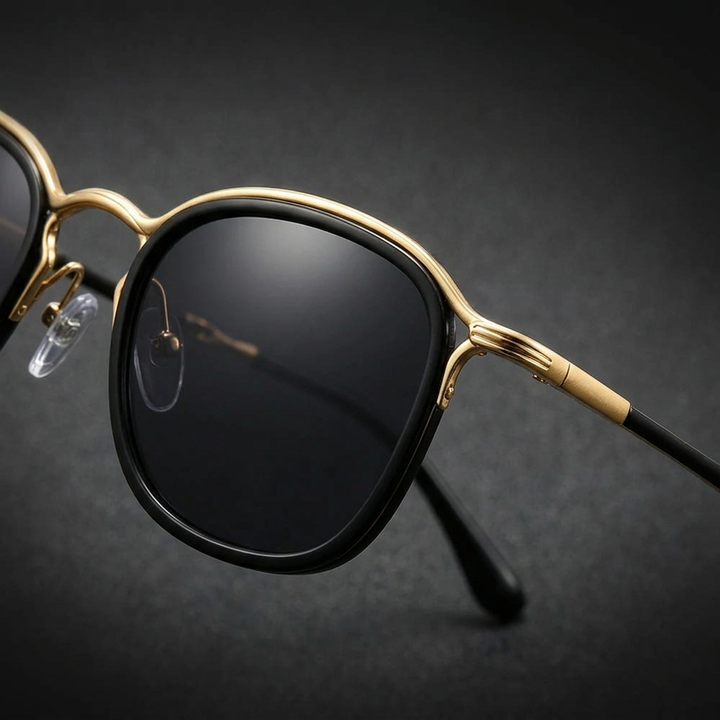 Fashionable round sunglasses, unisex design. Modern, chic eyewear with crucial UV protection. Look stylish.