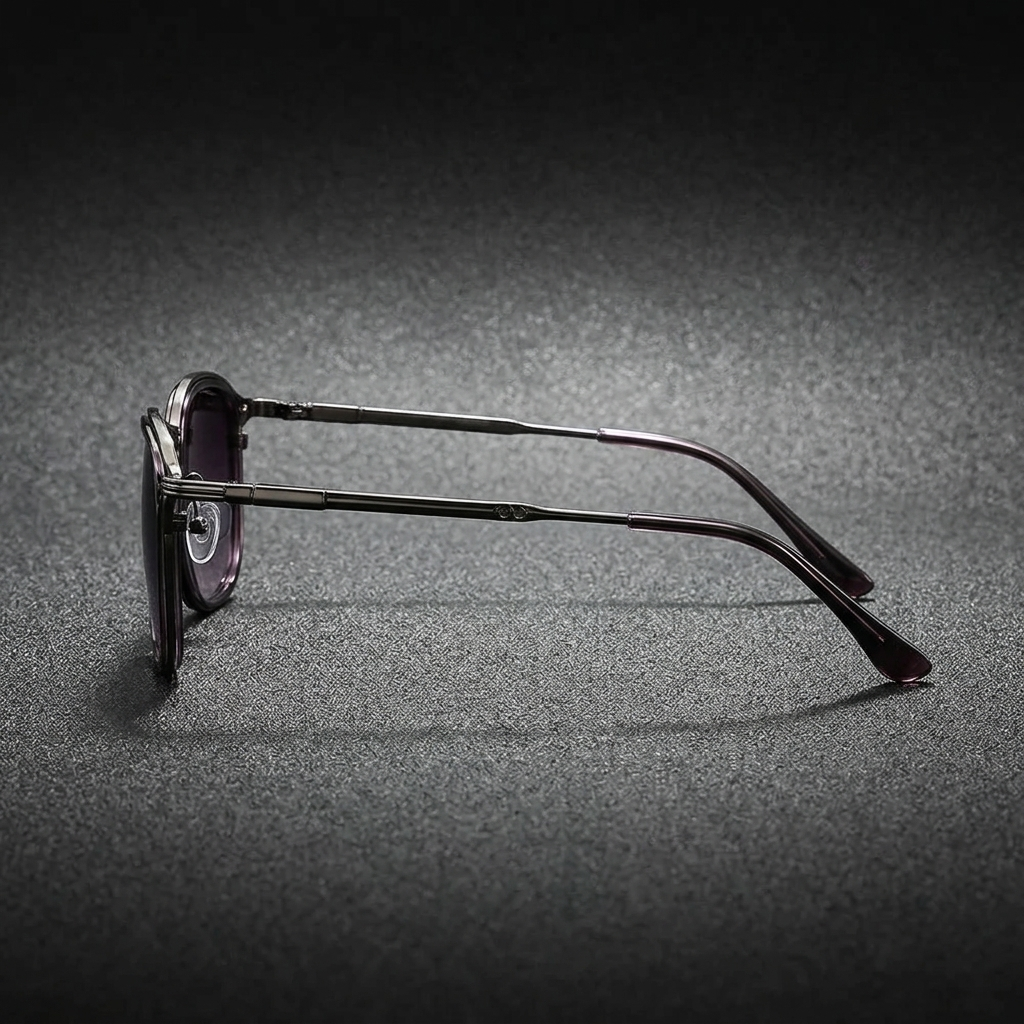 Anti-glare round sunglasses, unisex style. Essential UV protection eyewear, a chic and modern accessory.